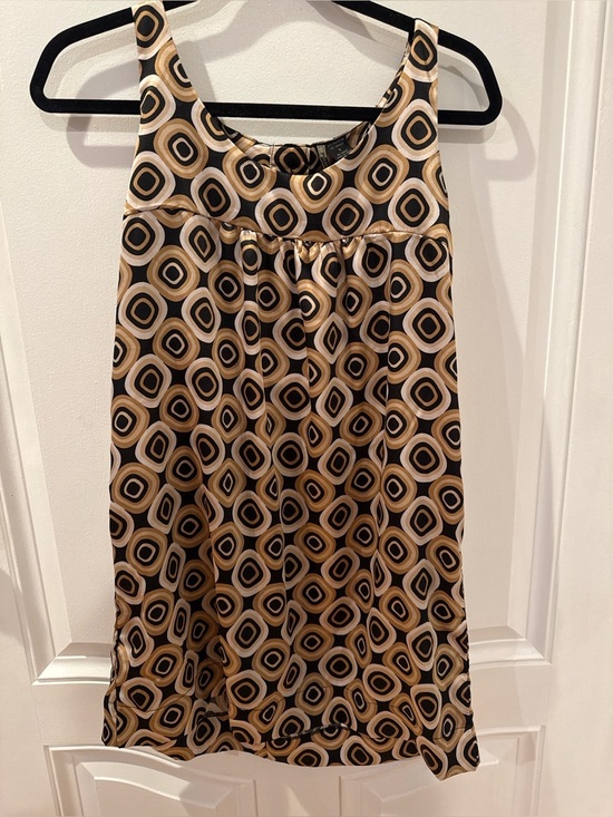 Dresses & Skirts - Passport Women’s Sleeveless Retro Geometric Print Shift Dress Small Brown Black